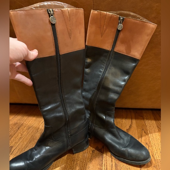 Two-Tone Leather Riding Boots - Picture 2 of 7